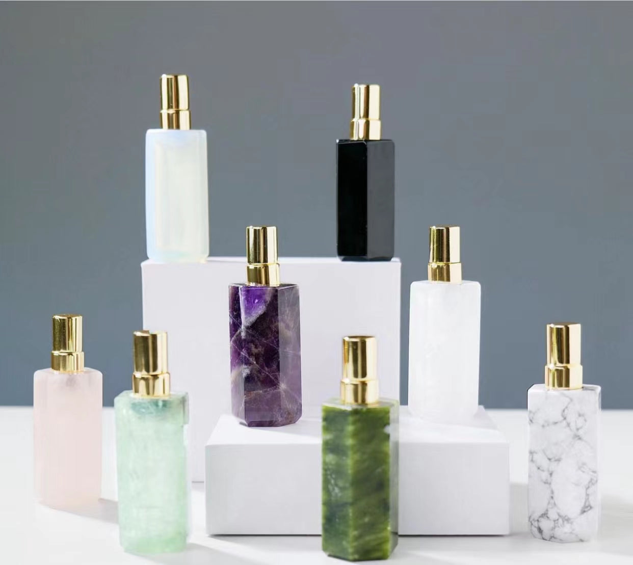 Natural stone crystal Fragrance perfume bottle jade travel set perfume bottle 8ml essential oil Hydrating spray bottle