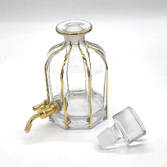 640 ml Hand Draw Real Gold Line Luxury Oud Oil Display Glass botttle Decanter with Faucet