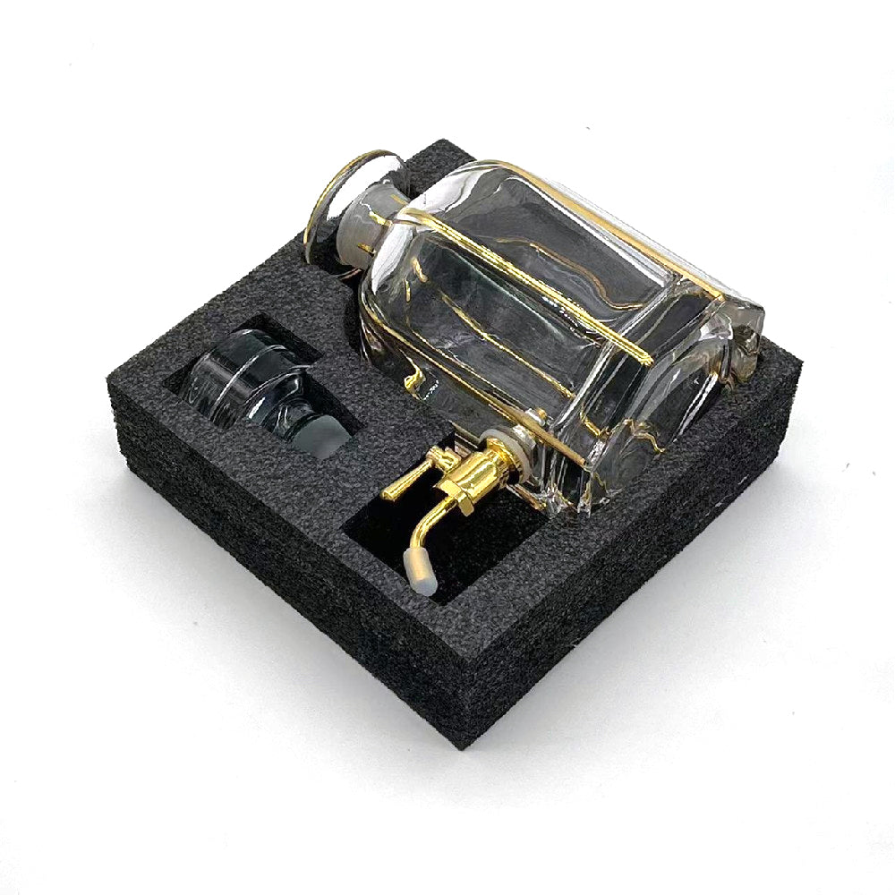 640 ml Hand Draw Real Gold Line Luxury Oud Oil Display Glass botttle Decanter with Faucet