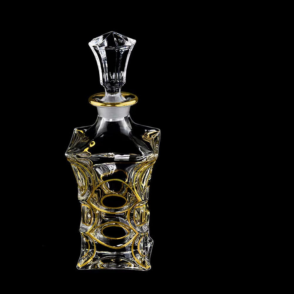 Luxury Outline in Gold Attar Oud oil Perfume Spirits Whisky Decanter Glass bottle