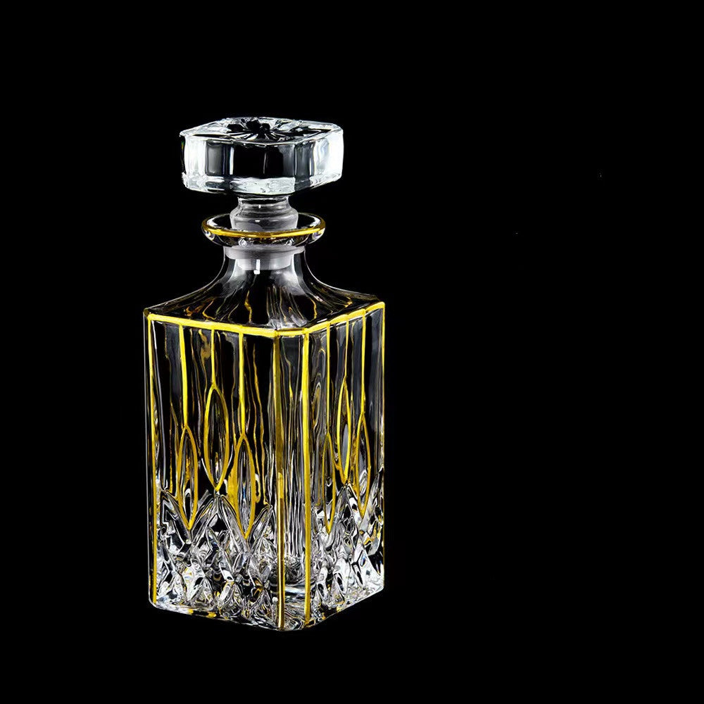 750ML Luxury Outline in Gold Attar Oud oil Perfume Spirits Whisky Decanter Glass bottle