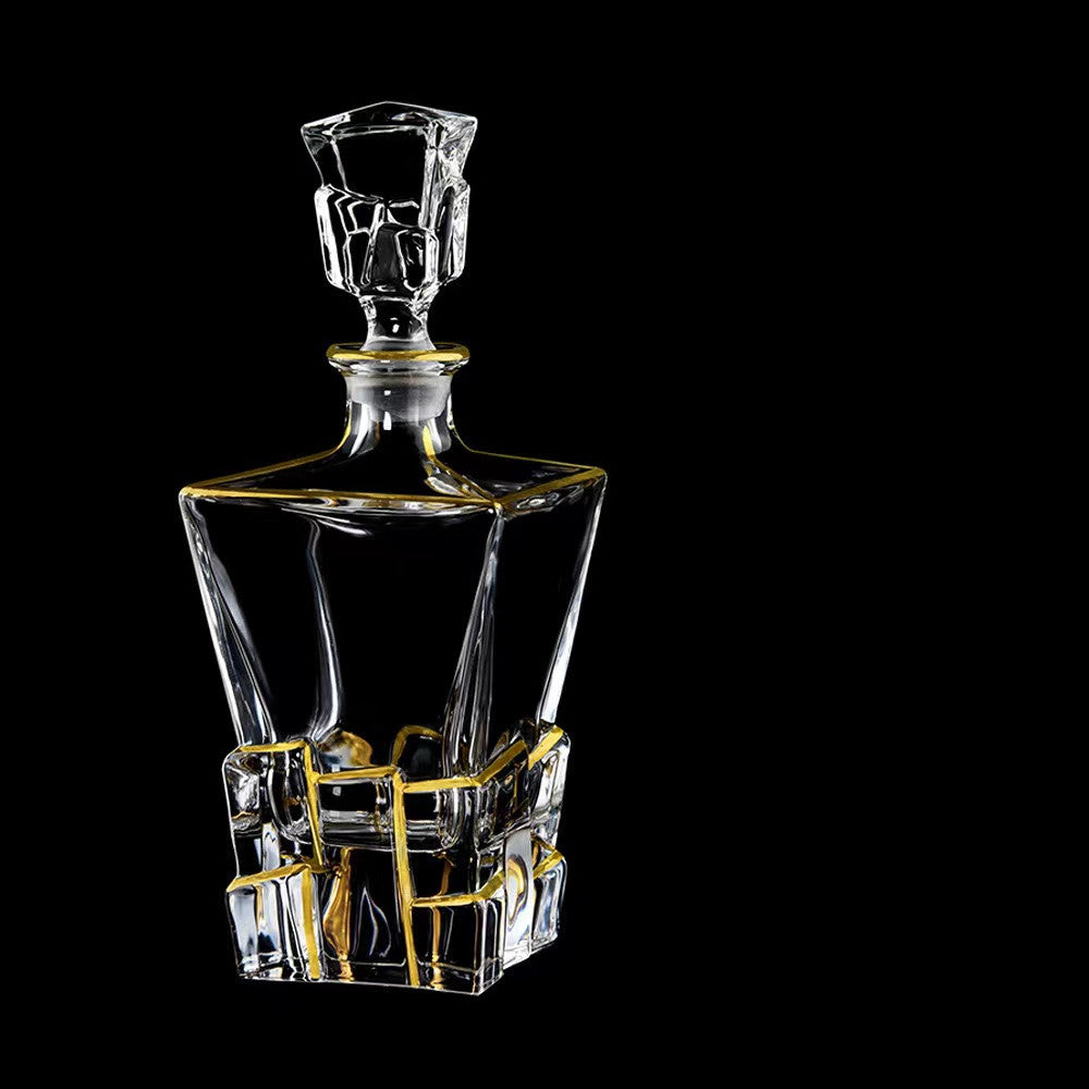 750ML Luxury Outline in Gold Attar Oud oil Perfume Spirits Whisky Decanter Glass bottle