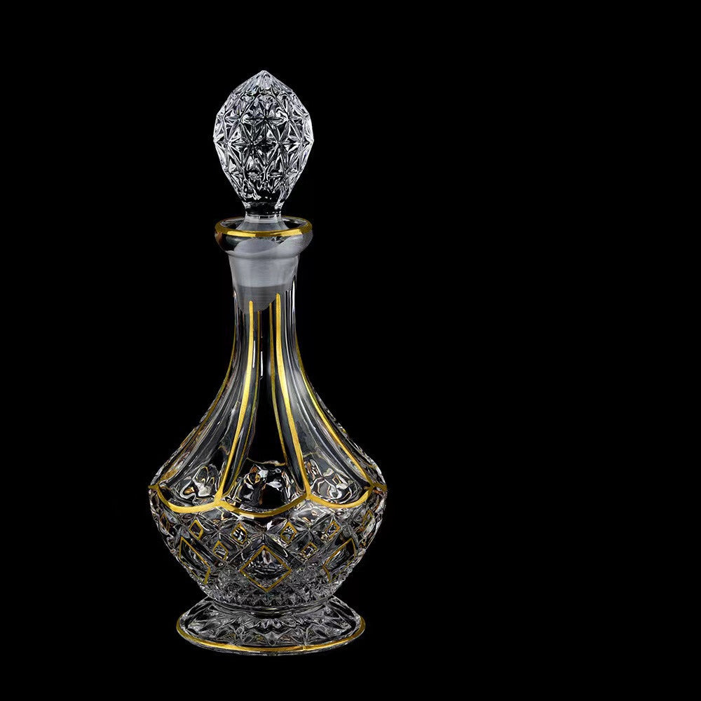 750ML Luxury Outline in Gold Attar Oud oil Perfume Spirits Whisky Decanter Glass bottle