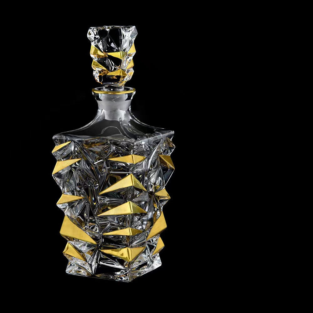 750ML Luxury Outline in Gold Attar Oud oil Perfume Spirits Whisky Decanter Glass bottle