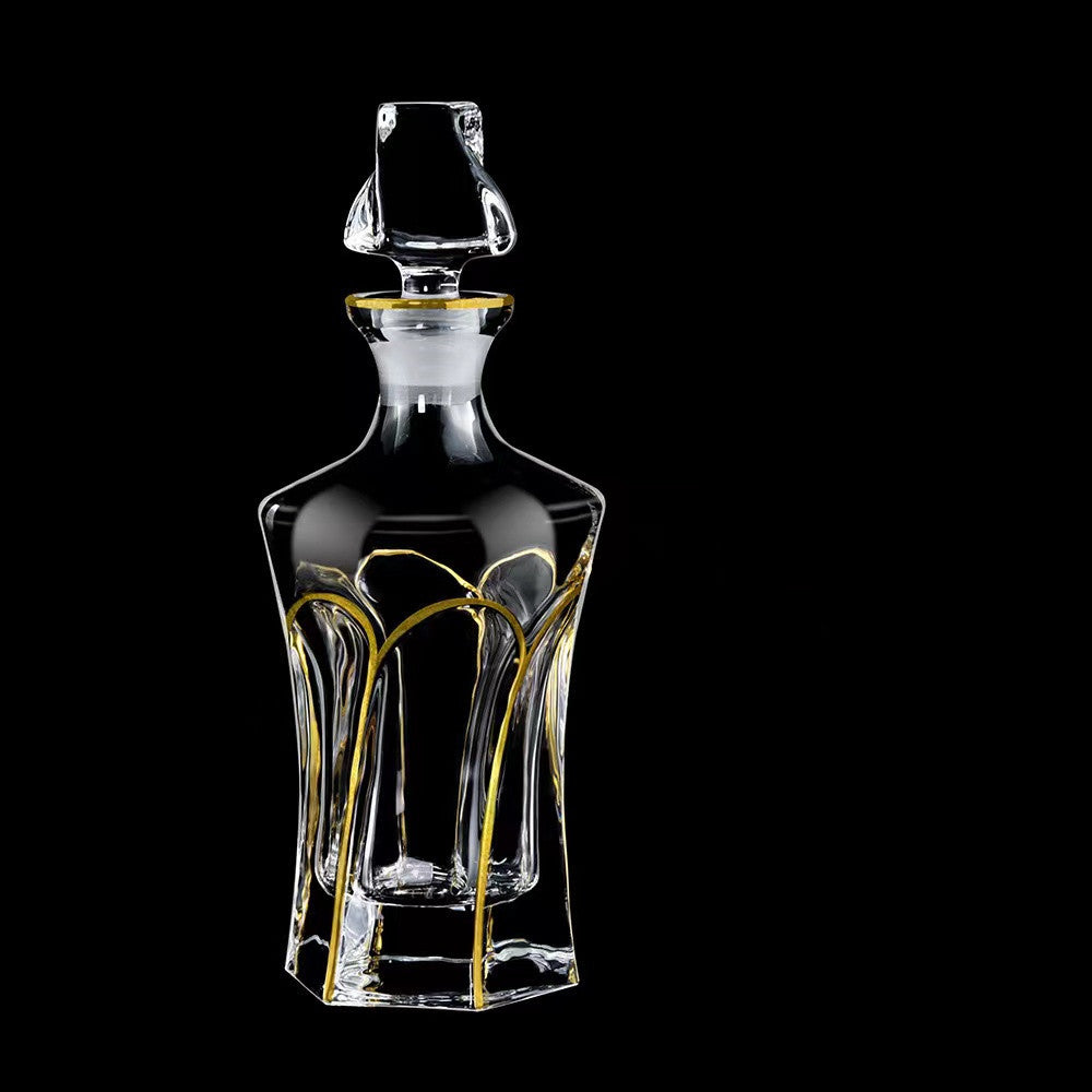 750ML Luxury Outline in Gold Attar Oud oil Perfume Spirits Whisky Decanter Glass bottle