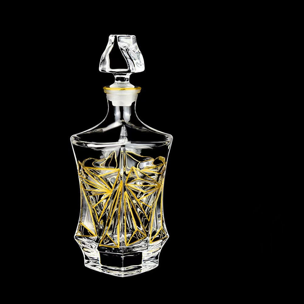 Luxury Outline in Gold Attar Oud oil Perfume Spirits Whisky Decanter Glass bottle