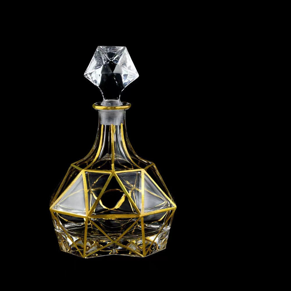 Luxury Outline in Gold Attar Oud oil Perfume Spirits Whisky Decanter Glass bottle
