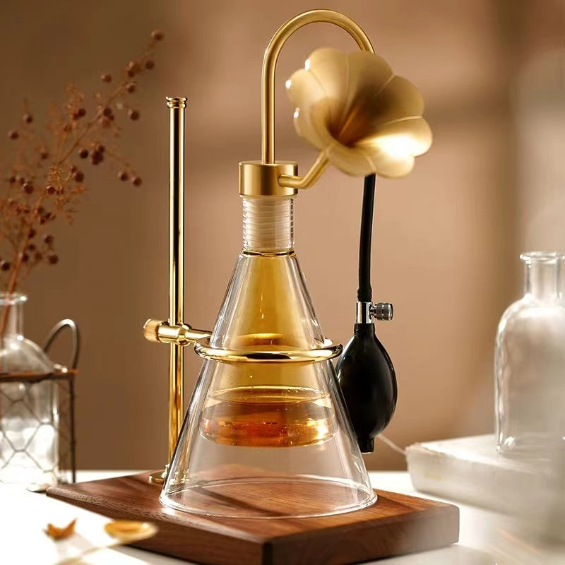 Perfume fragrances test smell glass bottle with copper device and base for Perfume shop brand
