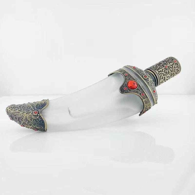 500 pieces Middle East Dubai Fragrance Zamac cap shoulder Zamac bottom screw pump 45 ml Perfume retro scimitar glass bottle