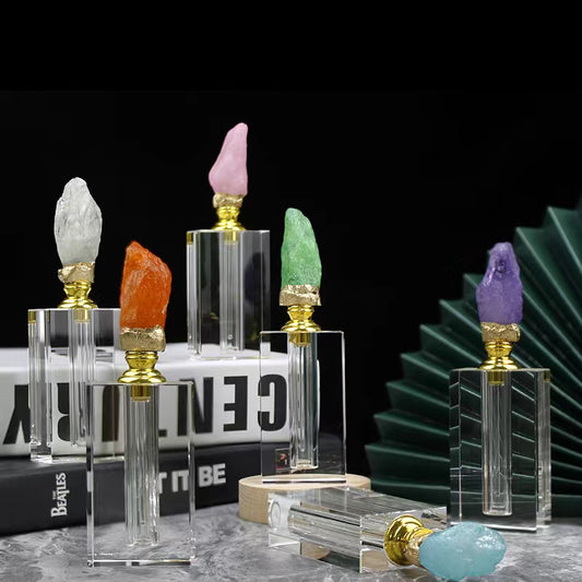 100 pieces Natural Gemstone Colorful cap 6 ml Attar Oud oil Crystal bottle