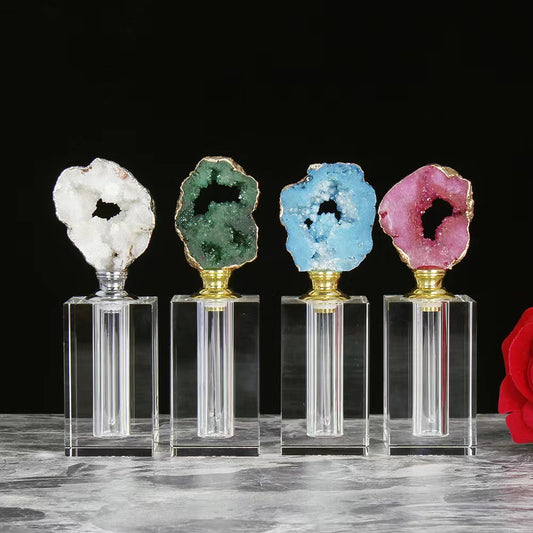 100 pieces Natural Gemstone cap 12 ml Attar Oud oil Crystal bottle