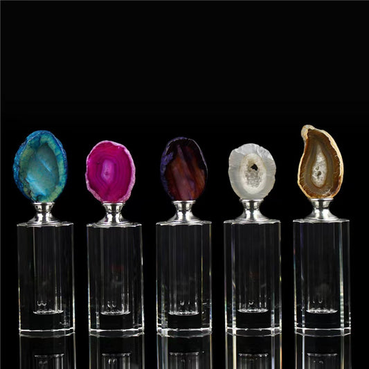 100 pieces Natural Gemstone cap 10 ml Attar Oud oil Crystal bottle