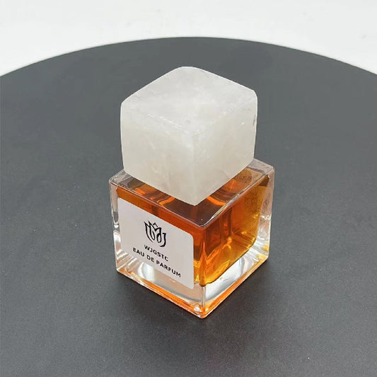 100 pieces Natural Raw Stone White Crystal Jade Gemstone Marble Perfume Square Cap Fragrance Cap with Pump Sprayer for 15mm FEA