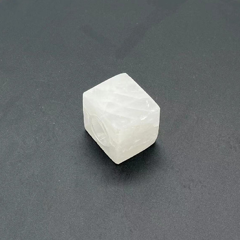 100 pieces Natural Raw Stone White Crystal Jade Gemstone Marble Perfume Square Cap Fragrance Cap with Pump Sprayer for 15mm FEA
