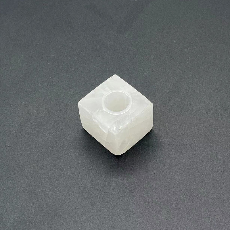 100 pieces Natural Raw Stone White Crystal Jade Gemstone Marble Perfume Square Cap Fragrance Cap with Pump Sprayer for 15mm FEA