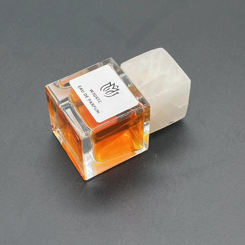 100 pieces Natural Raw Stone White Crystal Jade Gemstone Marble Perfume Square Cap Fragrance Cap with Pump Sprayer for 15mm FEA