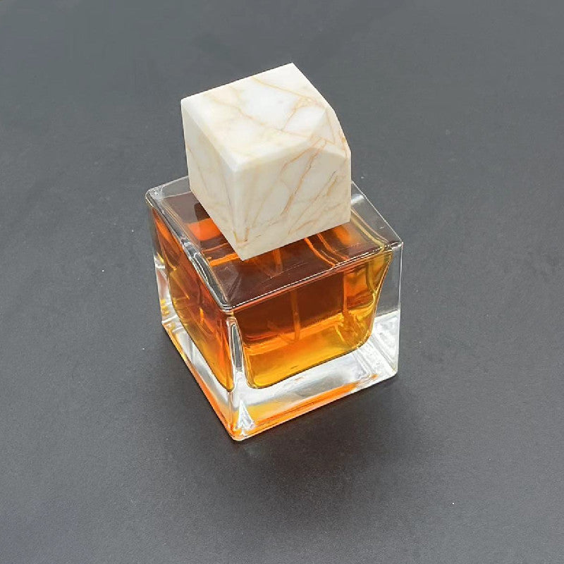 100 Pieces Natural Raw Stone Gemstone Marble Perfume Square Cap 15mm Fragrance Cap with Pump Sprayer for FEA