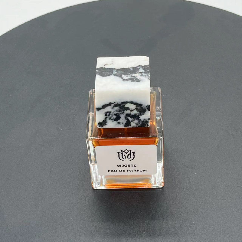 100 Pieces Natural Raw Stone White Jade Gemstone Marble Perfume Square Cap 15mm Fragrance Cap with Pump Sprayer for FEA