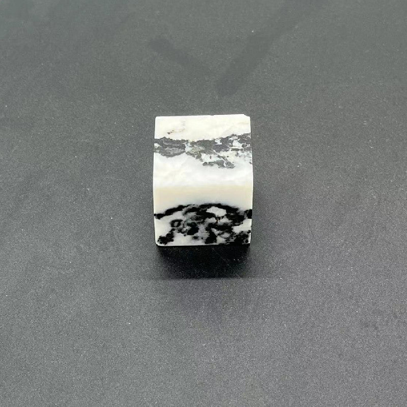 100 Pieces Natural Raw Stone White Jade Gemstone Marble Perfume Square Cap 15mm Fragrance Cap with Pump Sprayer for FEA