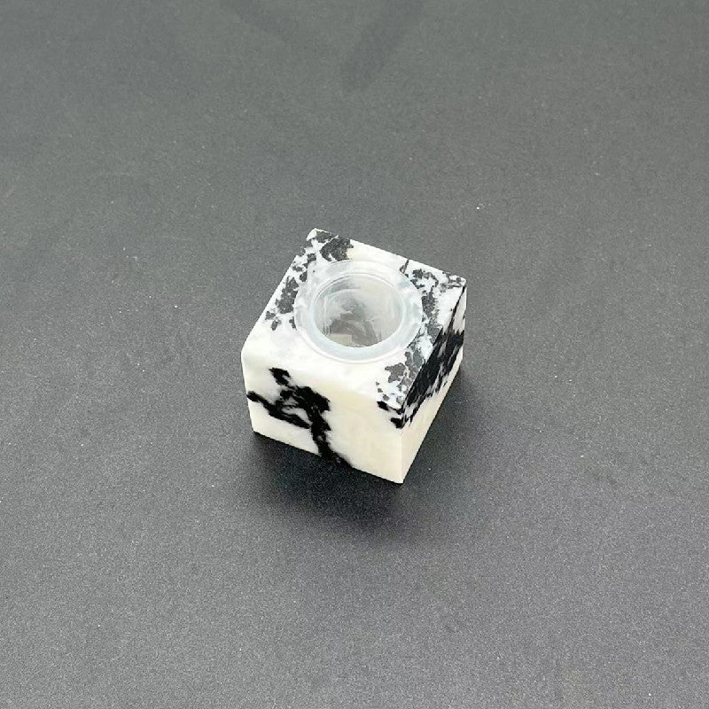 100 Pieces Natural Raw Stone White Jade Gemstone Marble Perfume Square Cap 15mm Fragrance Cap with Pump Sprayer for FEA