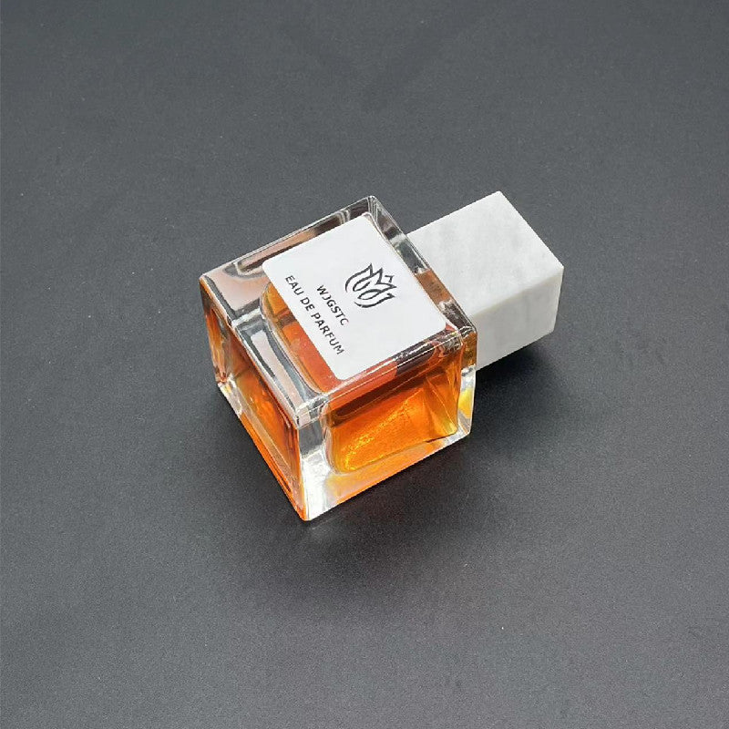 100 Pieces Natural Raw Stone White Jade Gemstone Marble Perfume Square Cap 15mm Fragrance Cap with Pump Sprayer for FEA