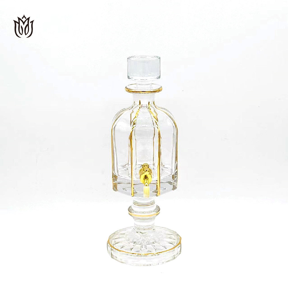 Attar Oud Oil 640ml Glass Bottle Decanter with Faucet and Glass Stand