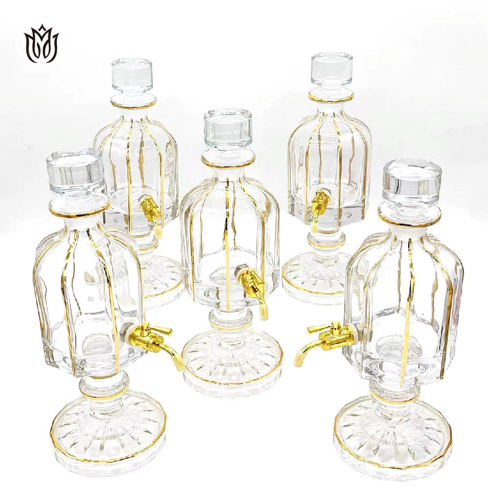 Attar Oud Oil 640ml Glass Bottle Decanter with Faucet and Glass Stand