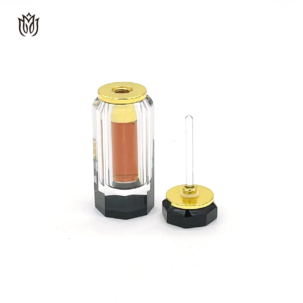 500 Pieces Zamac Crystal Cap Attar Oud Oil 3ml Glass Bottle with Hot Stamping Polishing Screw Cap Seal for Perfume Packaging