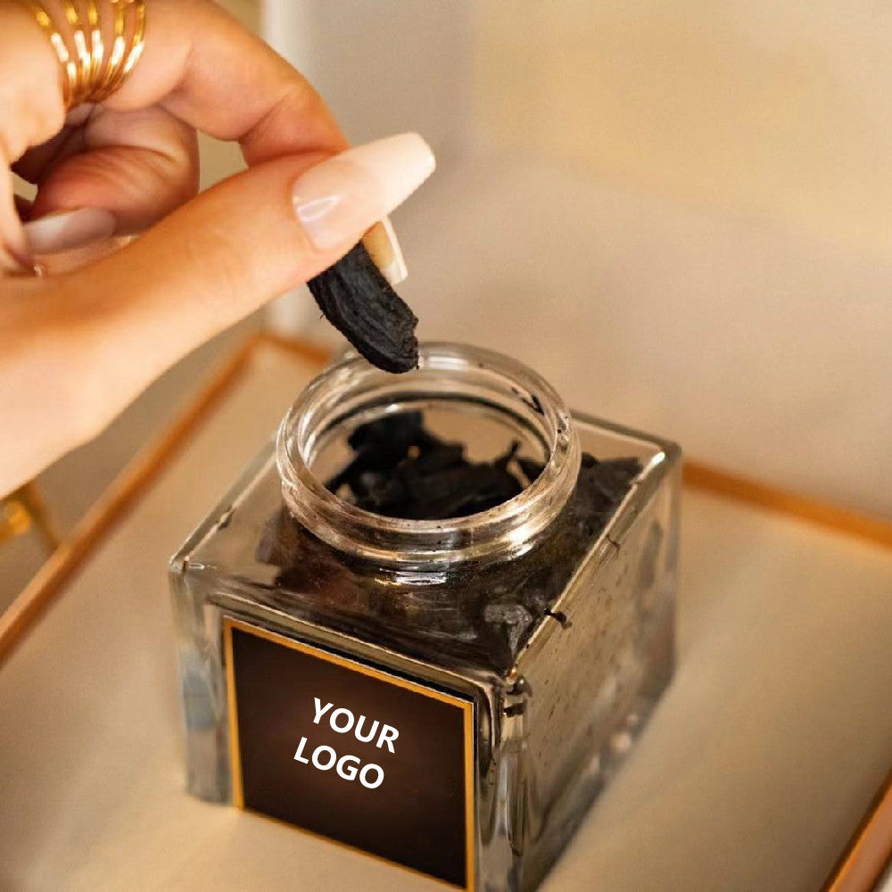 1000 Pieces 150 ml Bakhoor Incense Zamac cap Glass Jar With Your LOGO on Label