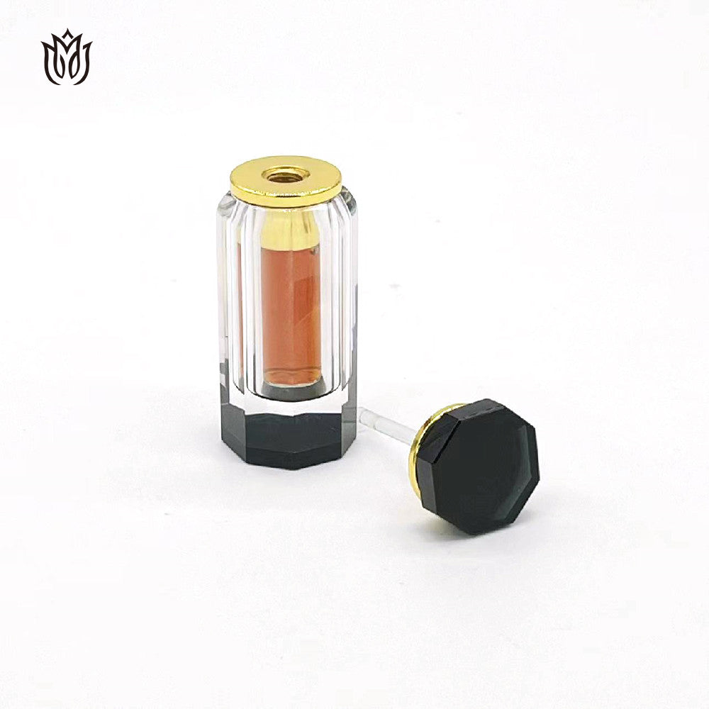 500 Pieces Zamac Crystal Cap Attar Oud Oil 3ml Glass Bottle with Hot Stamping Polishing Screw Cap Seal for Perfume Packaging