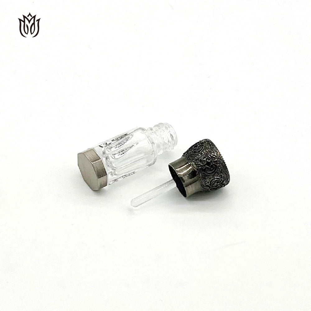 1000 Pieces Zamac cap attar oud oil 3ml 6ml 12ml glass bottle with Zamac base