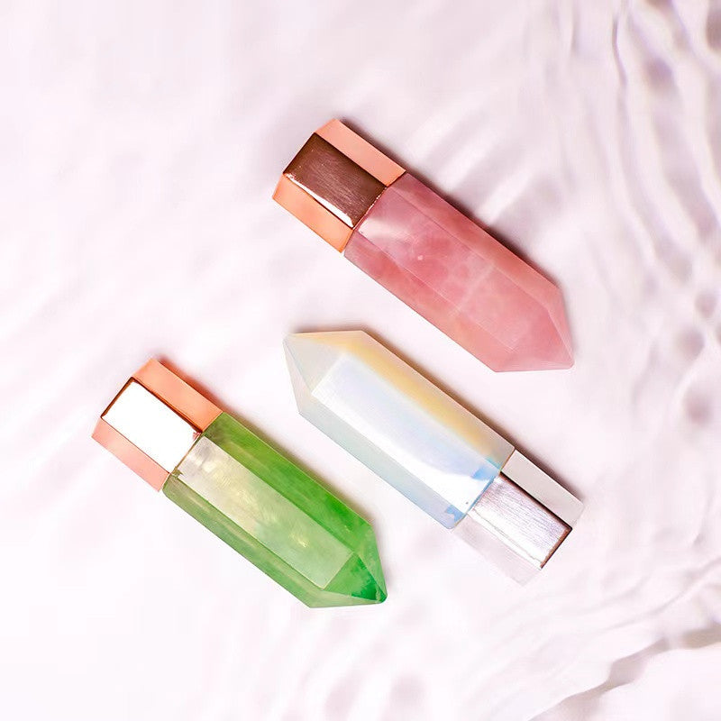 8ml Multifunctional Jade Roller Natural Crystal rollinng ball facial eye acupuncture scraping massager Essential oil bottle