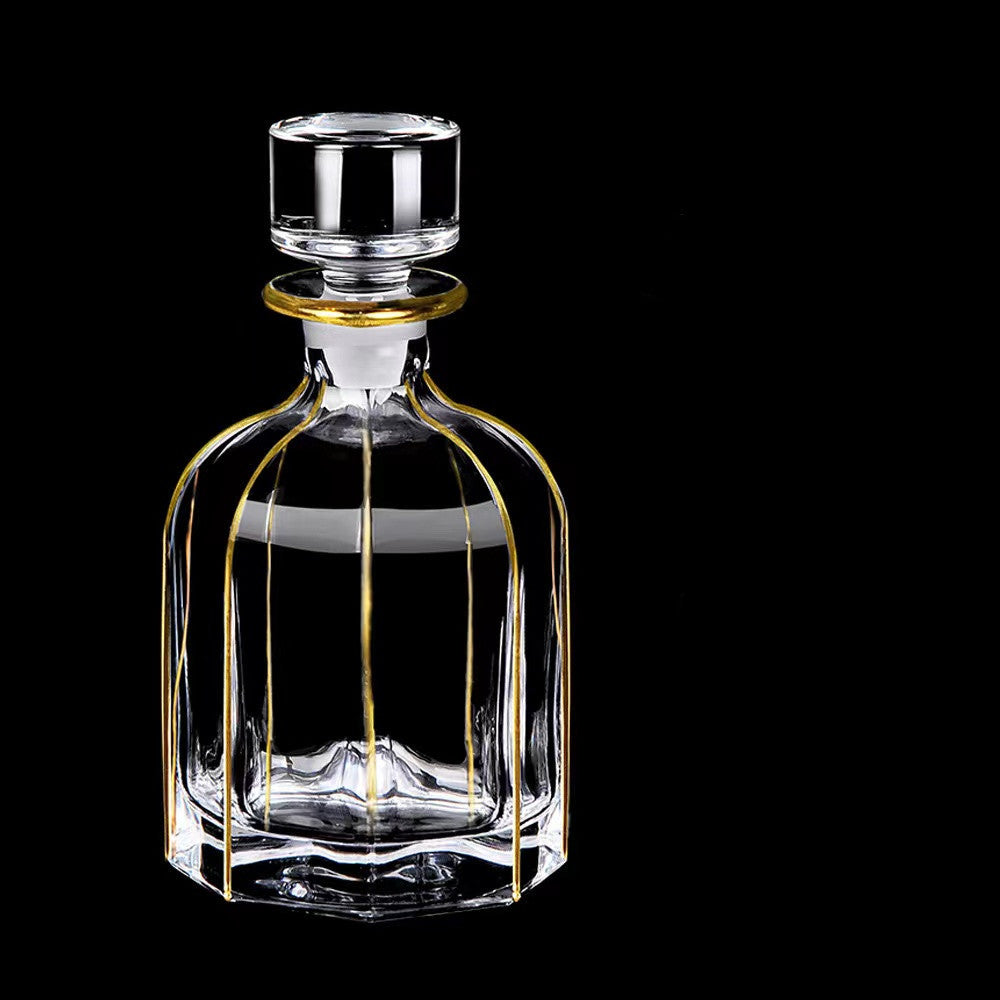 Luxury Outline in Gold Attar Oud oil Perfume Spirits Whisky Decanter Glass bottle