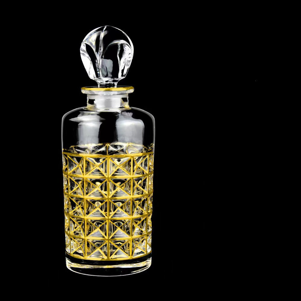 Luxury Outline in Gold Attar Oud oil Perfume Spirits Whisky Decanter Glass bottle