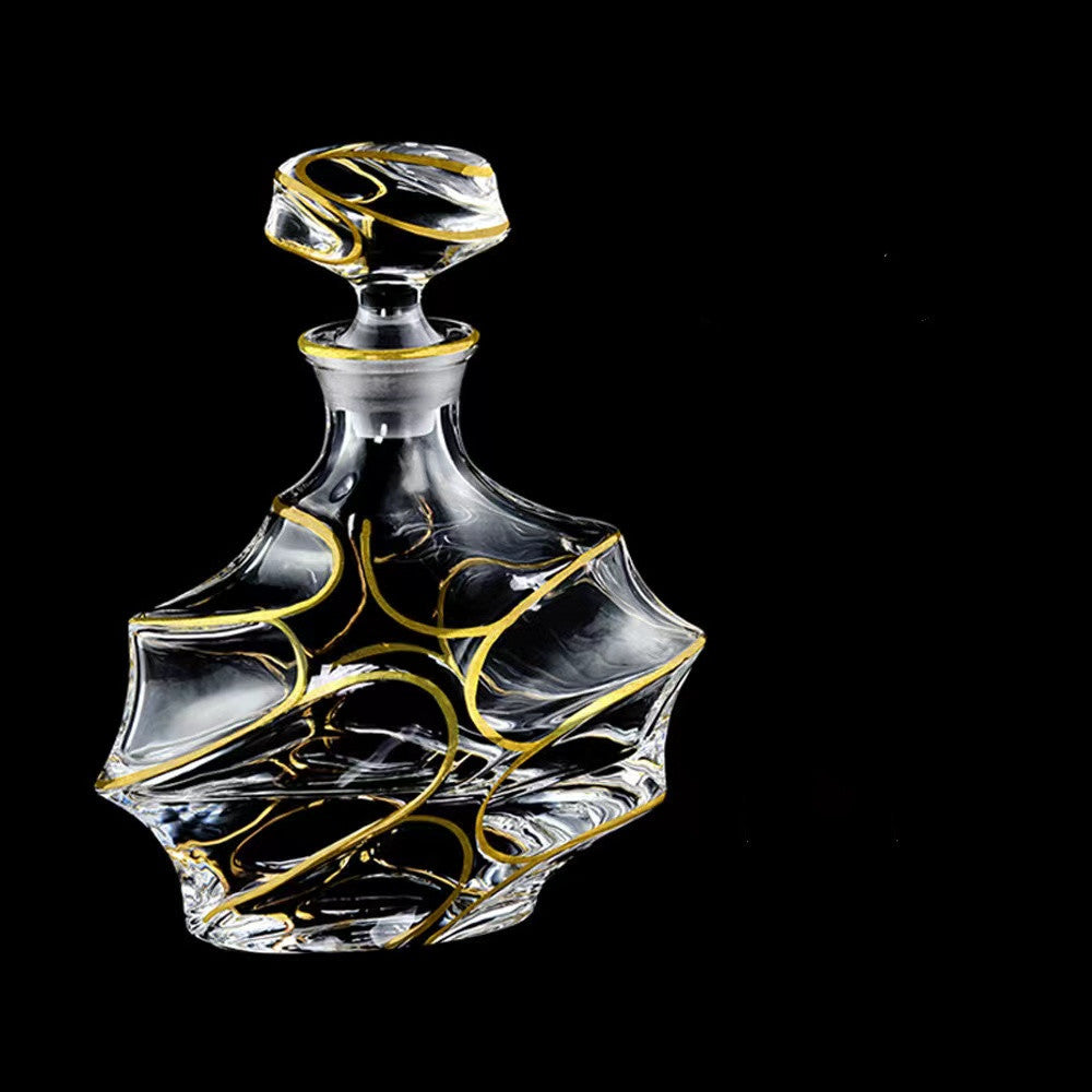 Luxury Outline in Gold Attar Oud oil Perfume Spirits Whisky Decanter Glass bottle