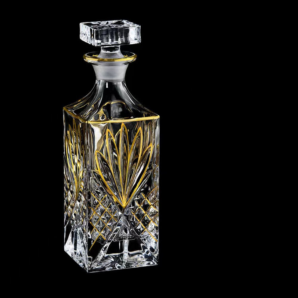 Luxury Outline in Gold Attar Oud oil Perfume Spirits Whisky Decanter Glass bottle