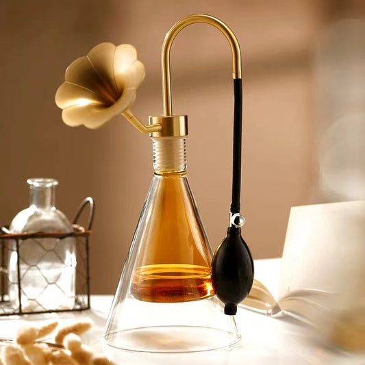 Perfume fragrances test smell glass bottle with copper device and base for Perfume shop brand