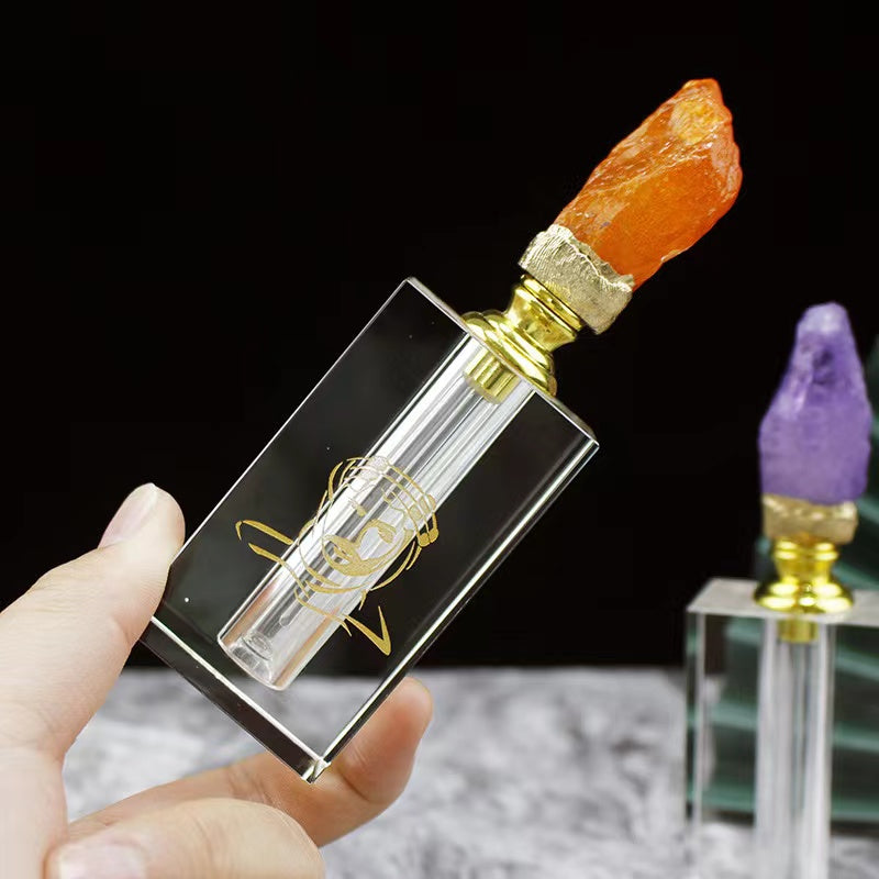 100 pieces Natural Gemstone Colorful cap 6 ml Attar Oud oil Crystal bottle