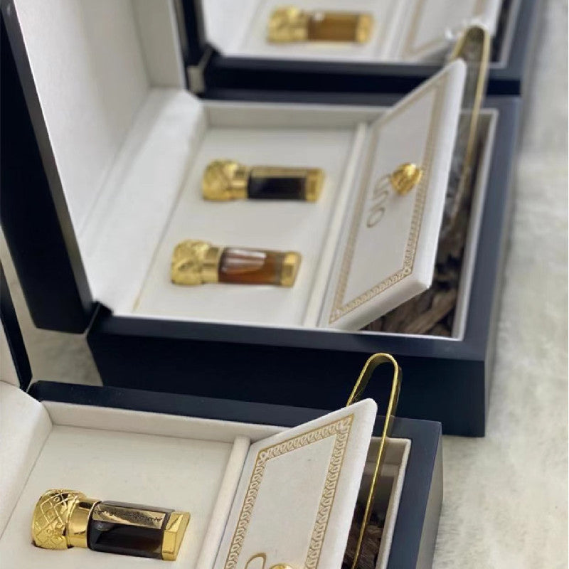 300 pieces Wooden Box Gift Cosmetic Attar Oud Oil Zamac cap Glass Bottle Perfume Box with glass stick