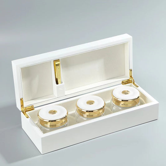 500 Pieces Wooden Box Gift Cosmetic Incense Bakhoor Glass jar Perfume Box Burner