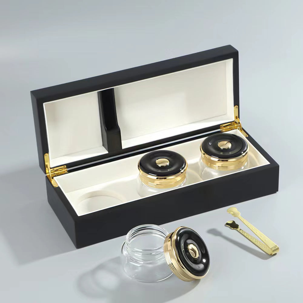 200 Pieces Wooden Box Gift Cosmetic Incense Bakhoor Glass jar Perfume Box Burner