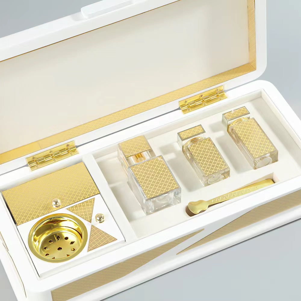 500 Pieces Wooden Box Gift Cosmetic Incense Bakhoor Glass jar Crystal cap Perfume Box Burner