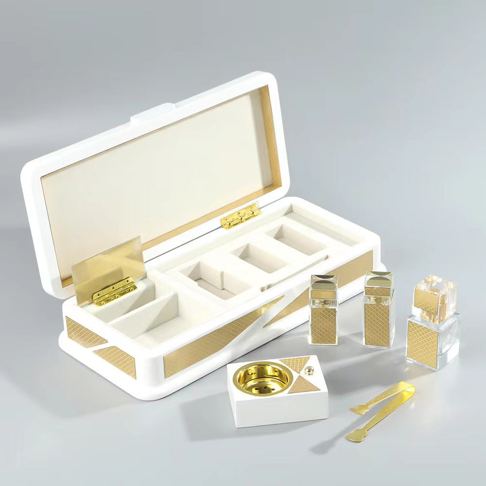 500 Pieces Wooden Box Gift Cosmetic Incense Bakhoor Glass jar Crystal cap Perfume Box Burner