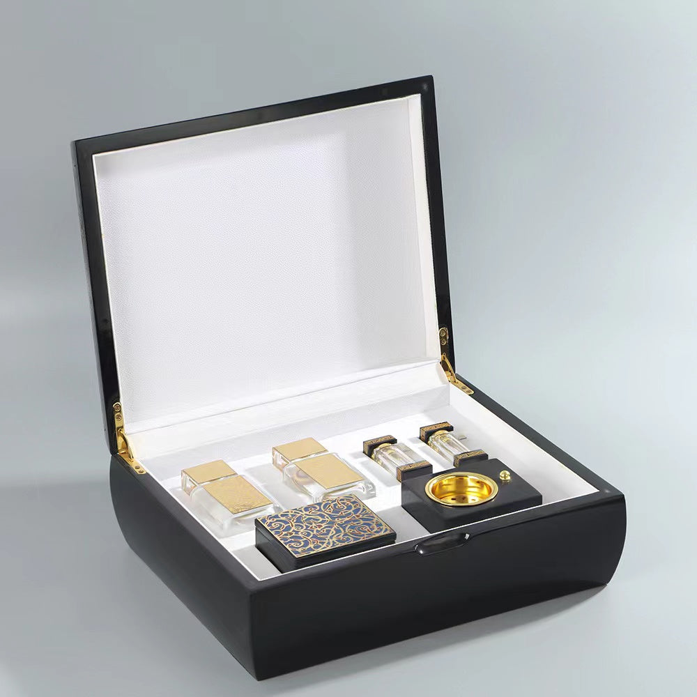 500 Pieces Wooden Box Gift Cosmetic Incense Bakhoor Glass jar Crystal cap Perfume Box Burner