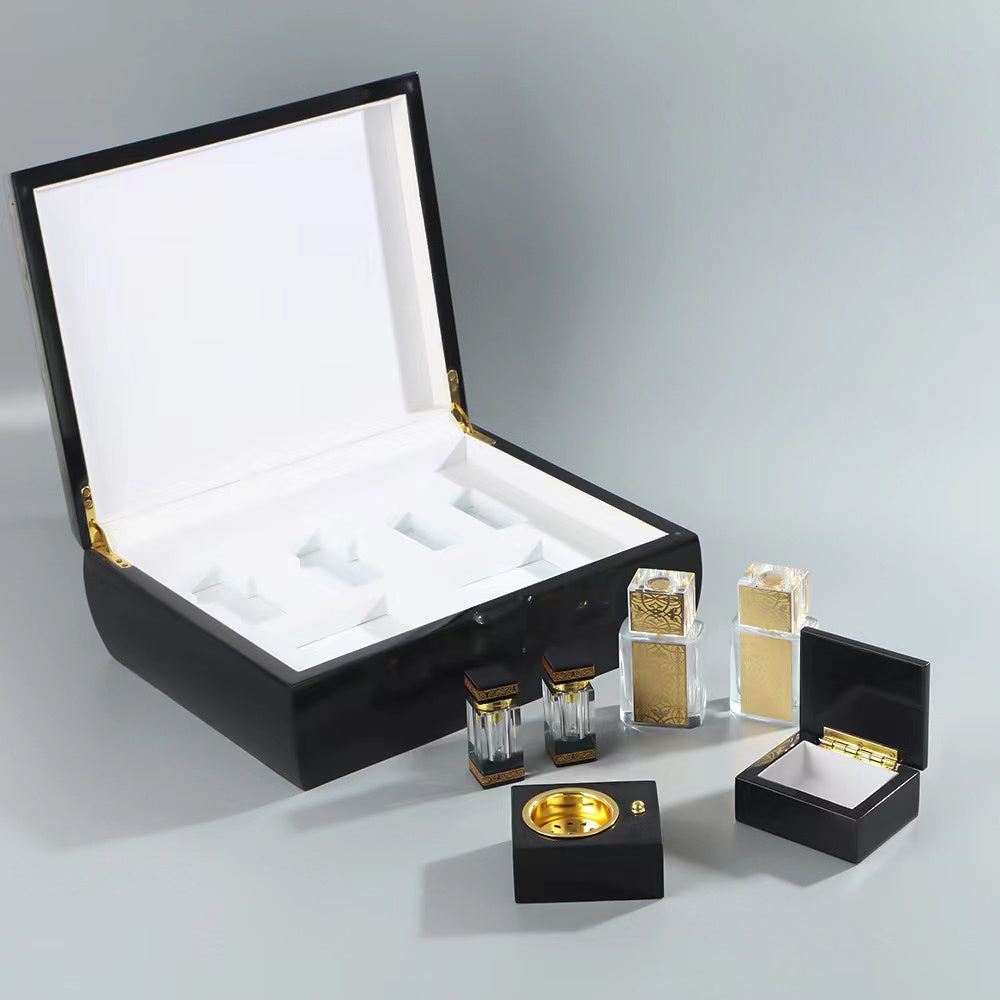500 Pieces Wooden Box Gift Cosmetic Incense Bakhoor Glass jar Crystal cap Perfume Box Burner