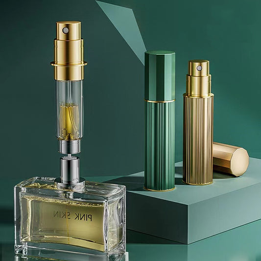 Luxury 5ML Perfume Travel Refillable Bottle Stripe Bottom-Filling Fragrances Perfume Atomizer Mini Cologne Dispenser Portable Sprayer Pocket Size for Cruise Car Trip Purse Gift