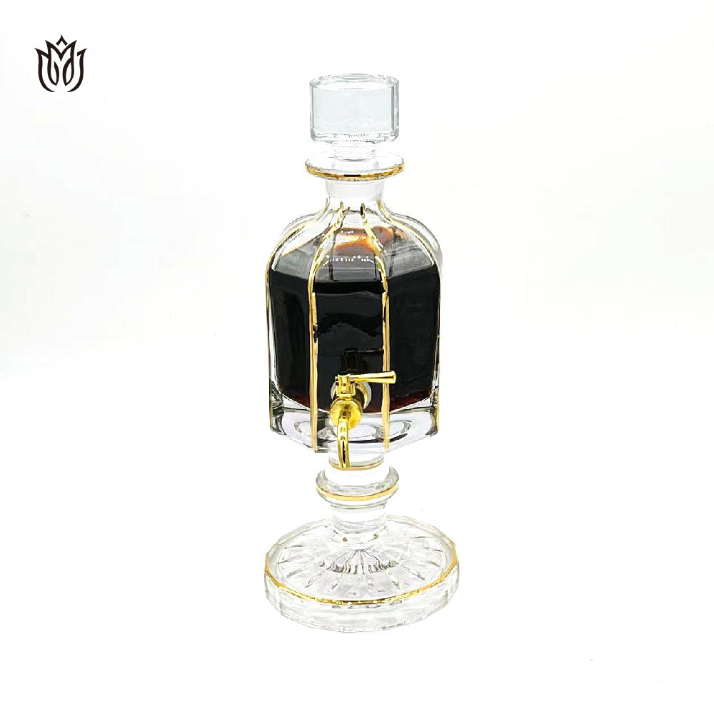 Attar Oud Oil 640ml Glass Bottle Decanter with Faucet and Glass Stand
