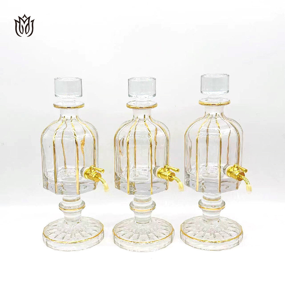 Attar Oud Oil 640ml Glass Bottle Decanter with Faucet and Glass Stand