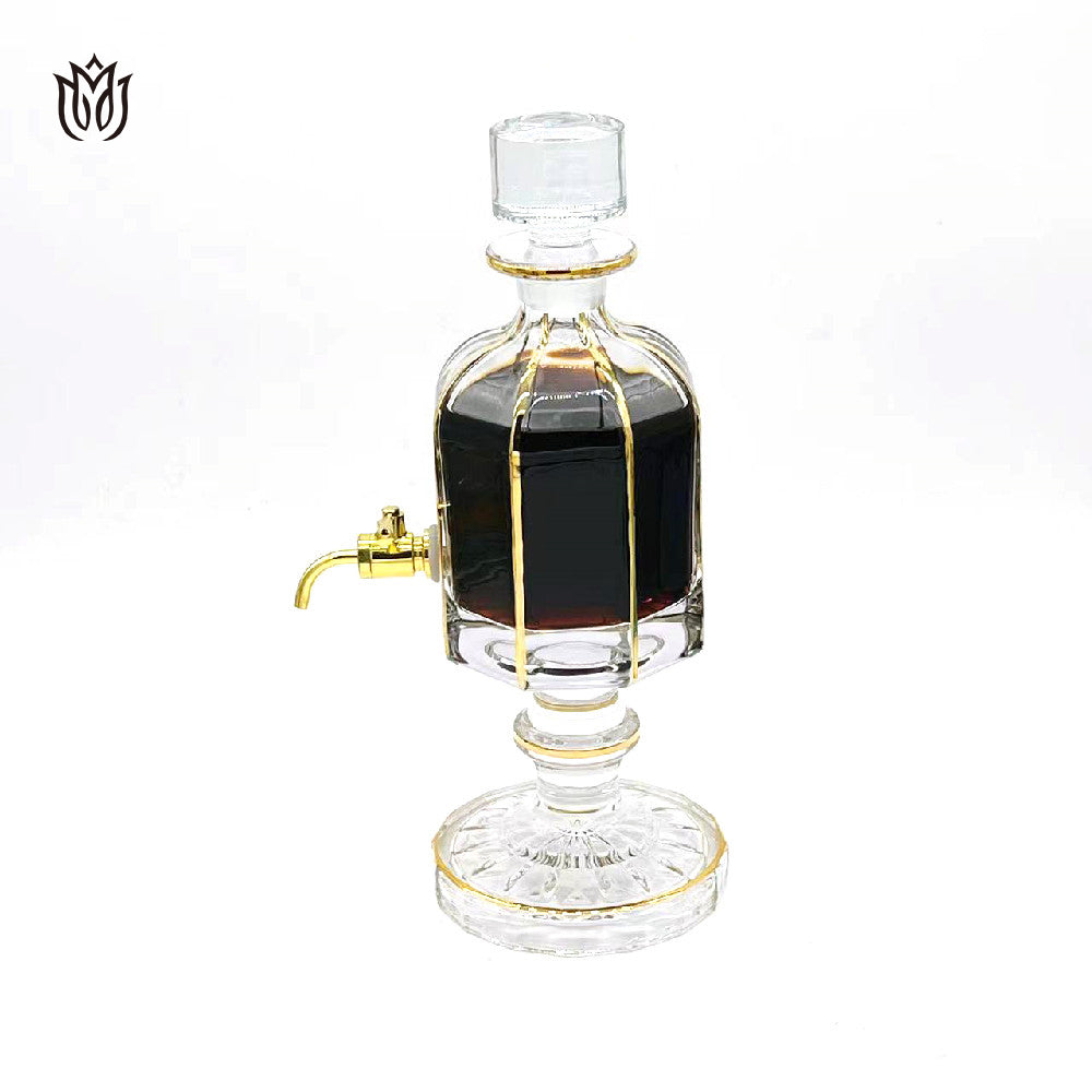 Attar Oud Oil 640ml Glass Bottle Decanter with Faucet and Glass Stand