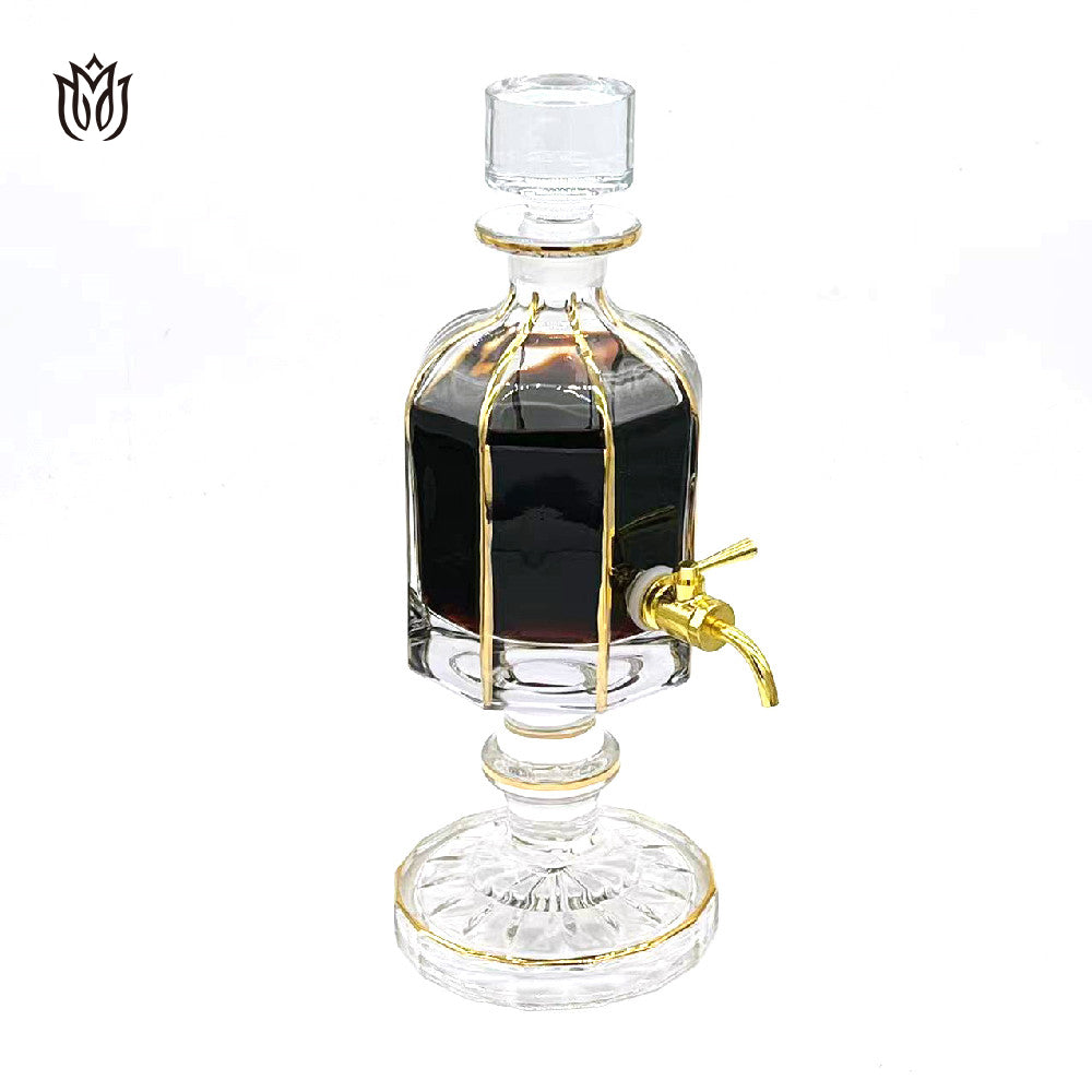 Attar Oud Oil 640ml Glass Bottle Decanter with Faucet and Glass Stand